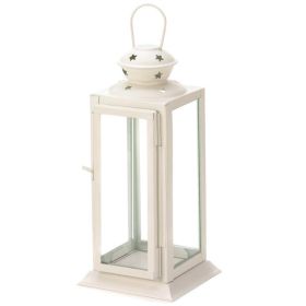 Accent Plus Square White Star Candle Lantern - 8 inches