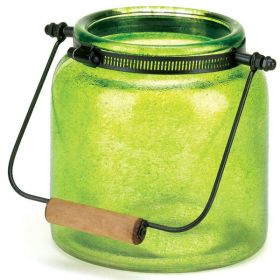 Accent Plus Speckled Green Glass Jar Candle Lantern - 6.5 inches