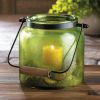 Accent Plus Speckled Green Glass Jar Candle Lantern - 6.5 inches