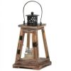 Accent Plus Rustic Wood Pyramid Candle Lantern - 12 inches