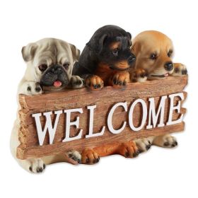 Accent Plus Cute Puppies Welcome Plaque