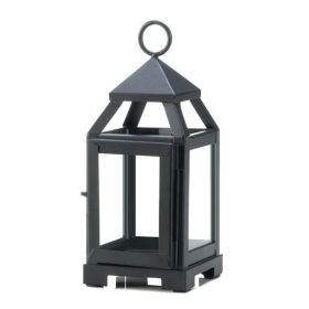 Accent Plus Contemporary Black Candle Lantern - 9 inches