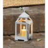 Accent Plus Contemporary White Candle Lantern - 9 inches