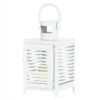 Accent Plus White Slatted Candle Lantern - 9.5 inches
