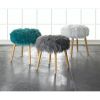 Accent Plus Faux Fur Stool with Wood Legs - Gray