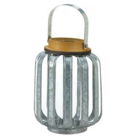Accent Plus Galvanized Metal Slats Candle Lantern - 8 inches