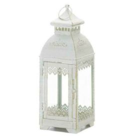 Accent Plus Victorian Style Square White Candle Lantern - 13 inches