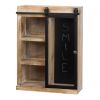 Accent Plus Rustic Open Wall Cabinet with Chalkboard Back and Glass Barn Door