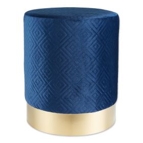 Accent Plus Vanity Stool with Gold Base - Navy Blue