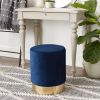 Accent Plus Vanity Stool with Gold Base - Navy Blue