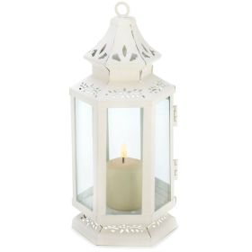 Accent Plus Victorian Style White Candle Lantern - 8 inches