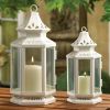 Accent Plus Victorian Style White Candle Lantern - 8 inches