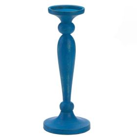 Nikki Chu Artisan Wood Candle Holder - Cadiz Blue