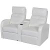 2-Seater Home Theater Recliner Sofa White Faux Leather