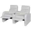 2-Seater Home Theater Recliner Sofa White Faux Leather