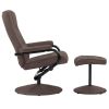 TV Armchair with Foot Stool Brown Faux Suede Leather