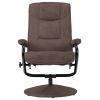 TV Armchair with Foot Stool Brown Faux Suede Leather