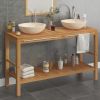 Bathroom Vanity Cabinet Solid Teak with Sinks Marble Cream