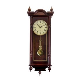 Bedford Clock Collection Grand 31 Inch Chiming Pendulum Wall Clock in Antique Mahogany Cherry Finish (Color: Cherry)