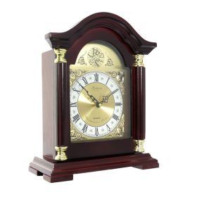 Bedford Clock Collection Redwood Mantel Clock with Chimes (Color: Redwood, Material: Glass)